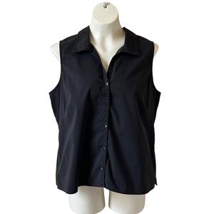 Old Navy Women's XL Black Sleeveless Stretch Button Down Shirt Top Blouse
